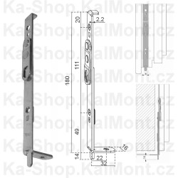 Zástrč Maco 180 x 16 x 2 mm na plastové okno a dveře, rohová do kovací drážky