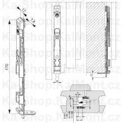 Zástrč Maco 170 x 17 mm dolní na dřevěné okno a dveře, do drážky euronut