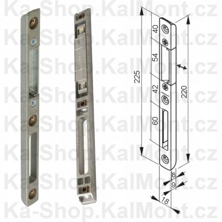 Protiplech zámku 225 x 220 x 18 x 9 mm E806C 0300 L dřevěné euro dveře