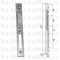 Protiplech zámku 207 x 23 x 9 mm na dřevěné dveře, nastavitelná západka, rovná mont. plocha