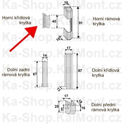 Krytka pantu Roto horní křídlová pro PVC okno a balkón