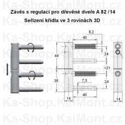 Pant 14 mm s 3D regulací pro dřevěné euro okno a dveře, 40kg/3ks (T)