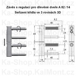 Pant na dřevěné okno a dveře 14 mm, 3D seřízení