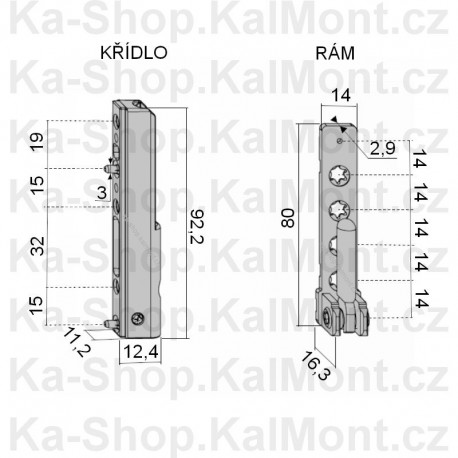 Pant Maco dolní na plastové okno a balkonové dveře, čepy 3 mm