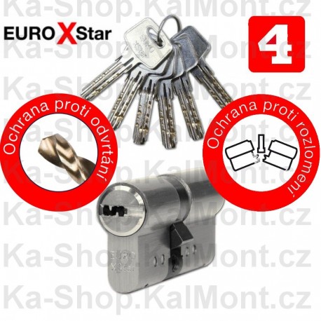 Bezpečnostní dveřní cylindrická vložka EURO X-STAR 30 + 45 BT 4, 6 prodloužených klíčů