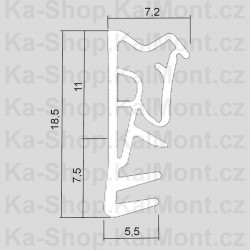 Těsnění na dřevěné okno a dveře bílé kompozitní 3K 18,5 x 7,2 naléhavka 12 mm (bm)