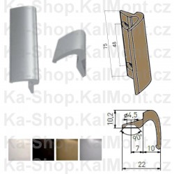 Madlo pro plastové a dřevěné balkonové dveře, 75 mm, elox. hliník, protiskluzový lem