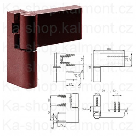 Pant Roto DLS 150 P hnědý, 20 - 23,5 mm pro PVC plastové dveře, HB 102