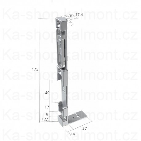 Zástrč Siegenia 0800, 175 x 46 x 17 mm, na dřevěné okno a dveře