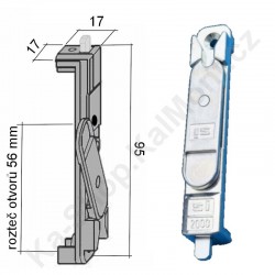 Zástrč Siegenia SI 2000, 95 x 17 mm na okno s drážkou 16 mm