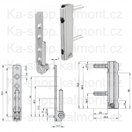 Pant G-U na plastové okno a balkon, dolní, rám a křídlo, trny 3 a 6 mm