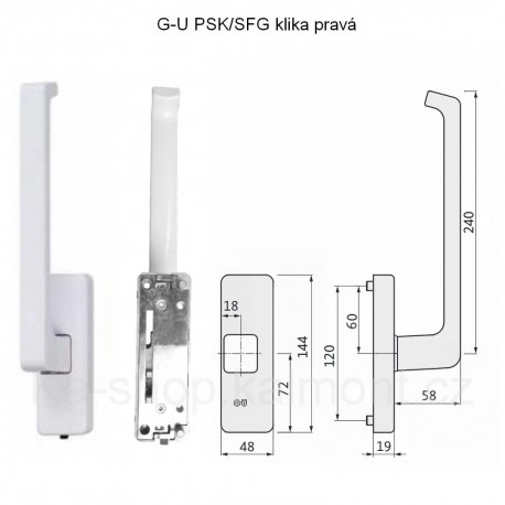 Klika GU 34225 pro posuvné dveře PSK P