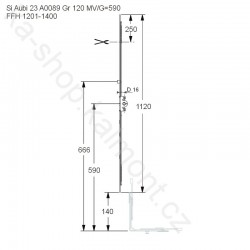 Převod Siegenia Favorit SI Gr 120, G 590, FFH 1201-1400, DM 16 (T)