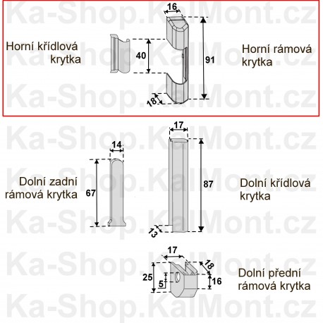 Krytka Roto stříbrná na horní pant pro plastové okno a balkonové dveře