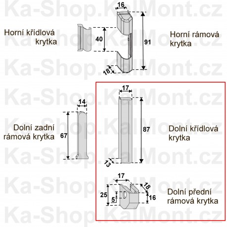 Dolní krytka pantu Roto bronz na plastové okno a balkonové dveře