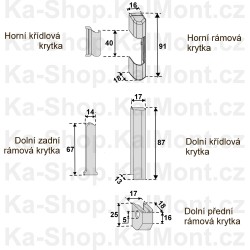 Sada 5ks stříbrných krytek pantů Roto NT na PVC okno a balkonové dveře