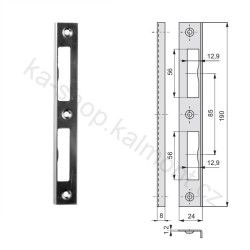 Protiplech zámku rohový univerzální 190 x 23,5 x 8, tl.1,2 mm na dveře