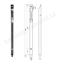 Zástrč 300 x 16 x 14 mm na dřevěné okno a dveře