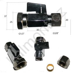 Kulový ventil, G 1/2" x G 3/8"