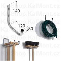 Závěsný hák U držák věšák konzol háček 120 mm na nářadí, žebřík, kabel, hadice
